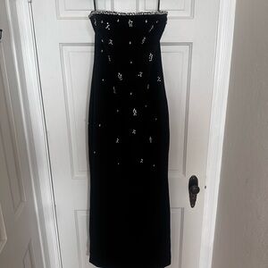Club L London Rominia Dress Black Strapless Dress with Silver Accents